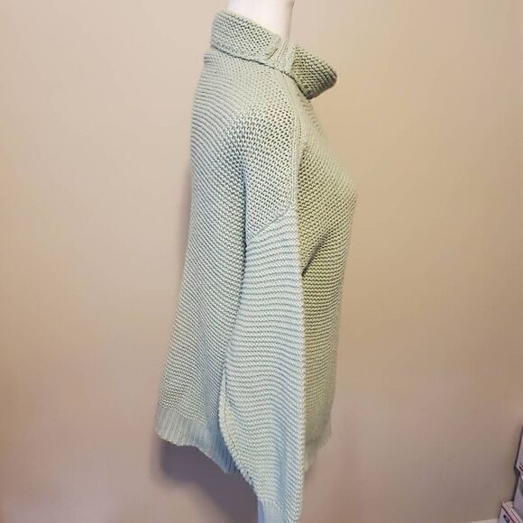 Leith Light Green Cotton Blend Turtleneck Sweater S - Picture 4 of 10